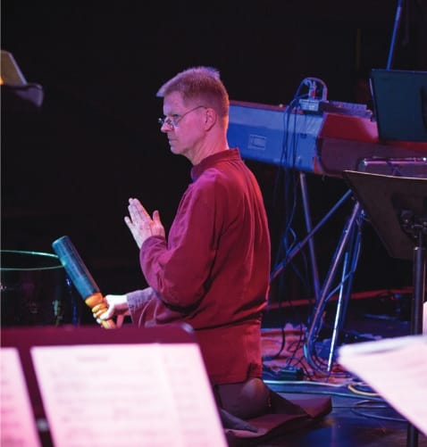 Cline not only composed Oceans of Vows but supplied drums, percussion, and gongs. "The listener," he notes in the album's liner notes, "is invited to come back to his or her body and breath at each sound of the loud bell (or any other bell!)." Photo by Ernestine Lona.