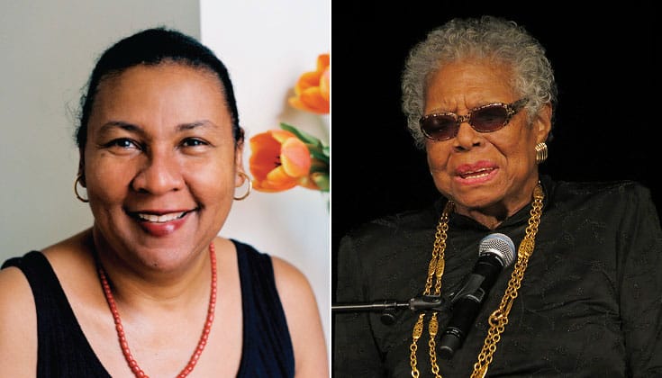 bell hooks (left), photo by Liza Matthews. Maya Angelou (right), photo by York College ISLGP.