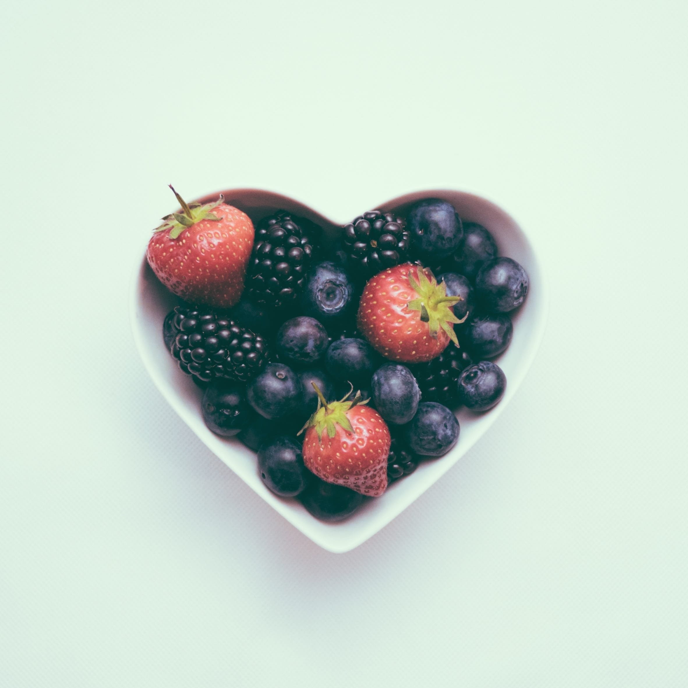 bowl of fruit in a heart shape