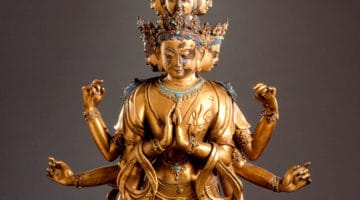 16th century sculpture of the eleven headed acalokiteshvara