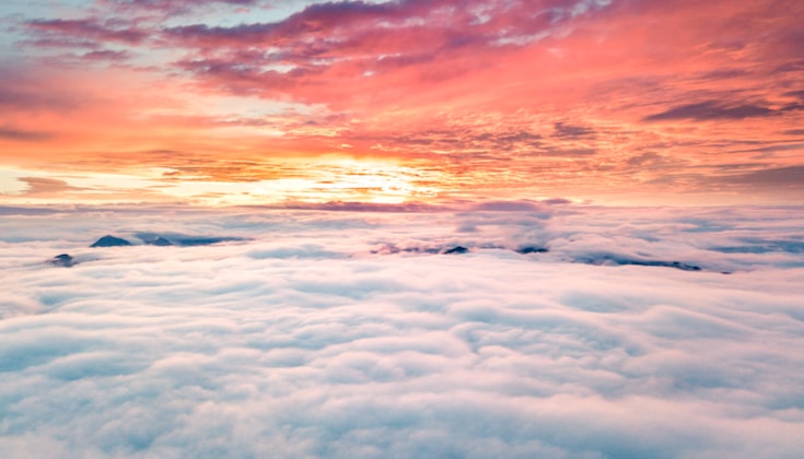 Colorful sky above the clouds