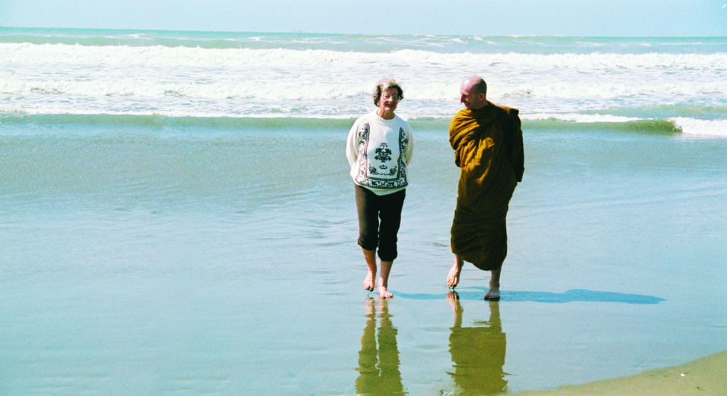 Ajahn Amaro with his mother. Photograph by Tony Horner. 