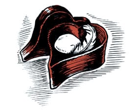 Box with a feather.
