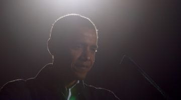 Barack Obama at his final rally before being elected president.