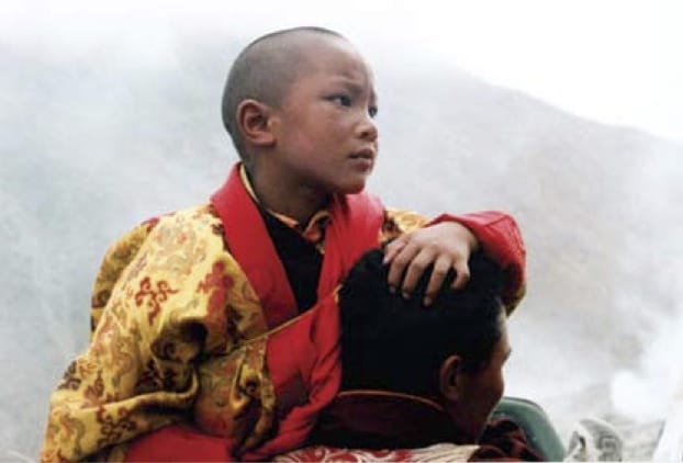 The young Karmapa on his way to Tsurphu monastery after his recognition in 1992.