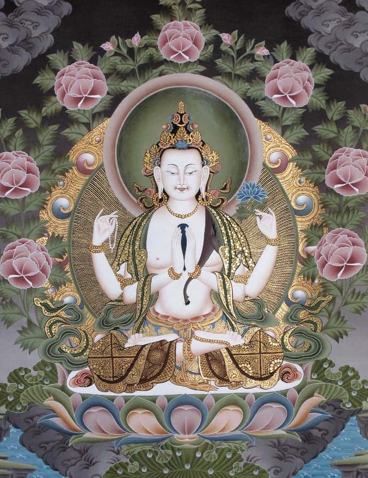 Tonglen. Thangka of Avalokiteshvara. Painting.