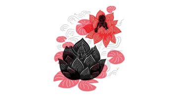 Illustration of a Buddha in a lotus.