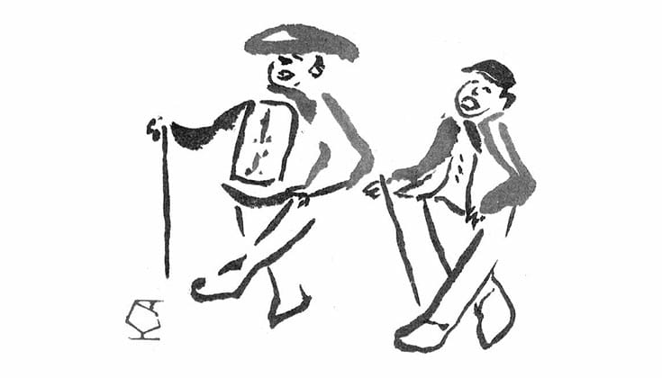 Illustration of two men walking.