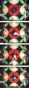 Dancers performing on one of the mandala dance floors Biggers created for his B-bodhisattva series. 