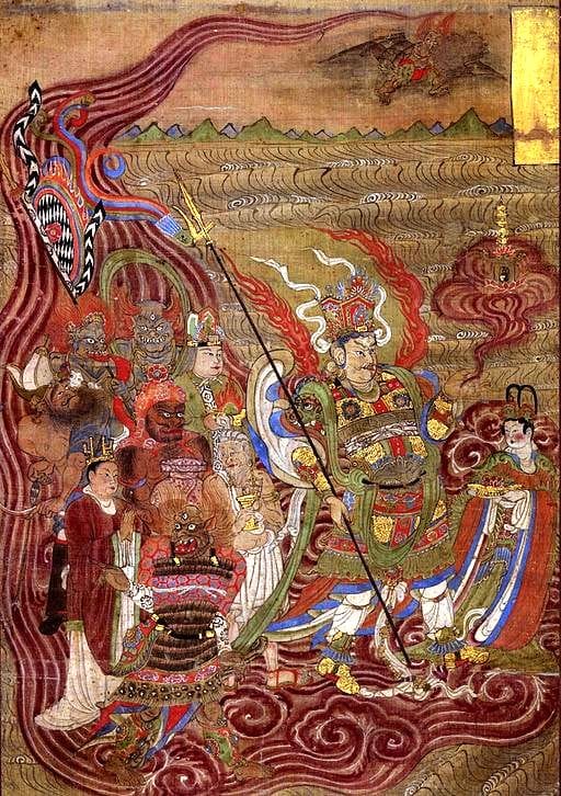 Vaishravana_riding_across_the_waters._61,8x54,7cm_From_Dunhuang,_Cave17._Five_Dynasties,_mid-10th_century_AD._British_Museum.
