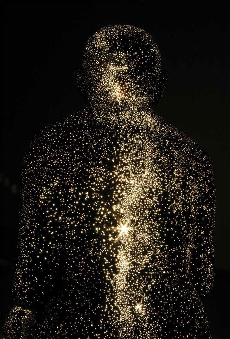 The outline of a person created in stars.