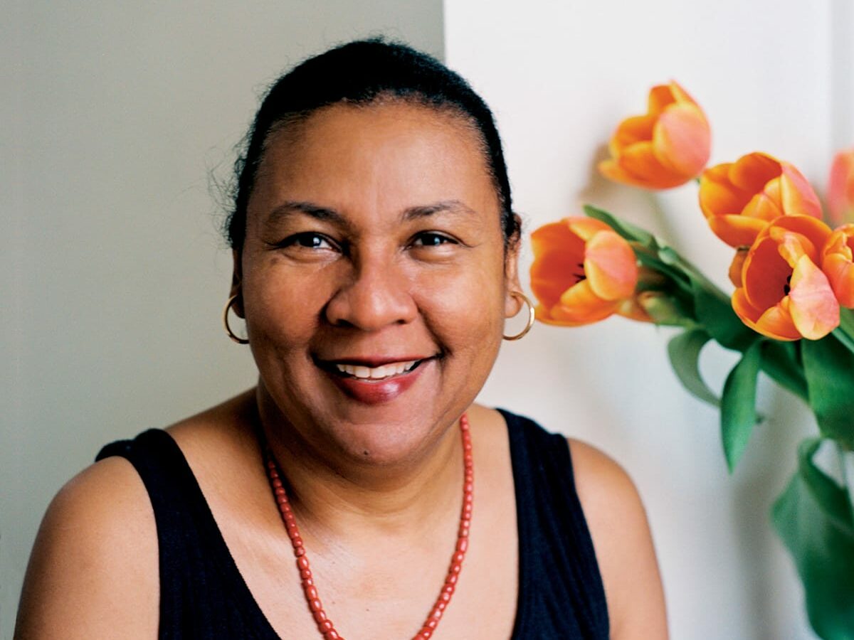 author bell hooks smiling and looking directly at the camera