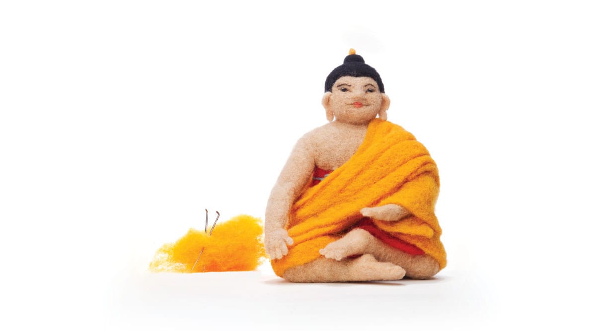 Needle-felted wool Buddha