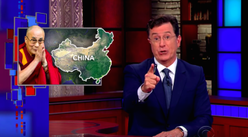 stephen colbert, dalai lama, china, humor, late night, news, lion's roar