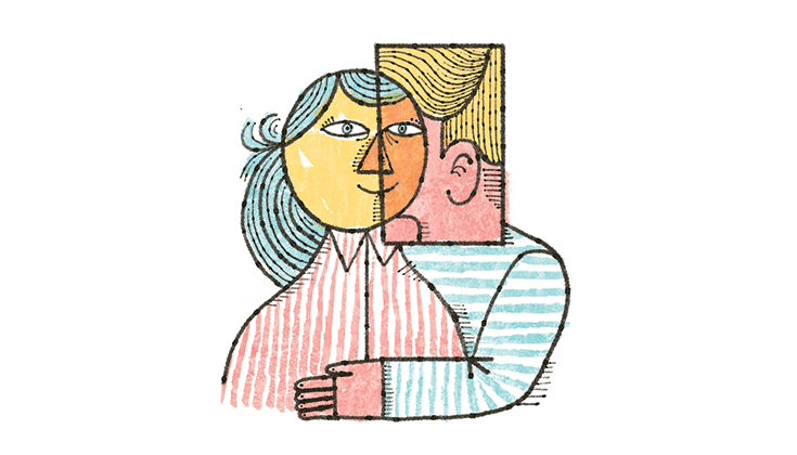 Illustration by Nolan Pelletier of people hugging.