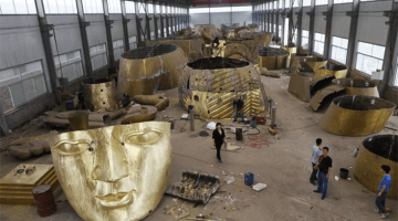 Construction of the 177 foot tall statue is underway.