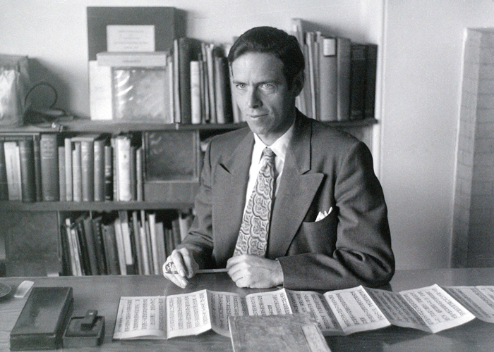 Watts at his desk at the American Academy of Asian Studies.