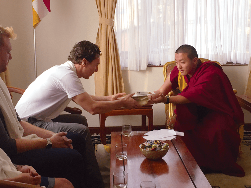 Cumberbatch and Dilgo Khyentse Yangsi Rinpoche discussed Buddhist philosophy during a private audience at Shechen Monastery in Boudhanath.