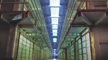 Prison hallway.