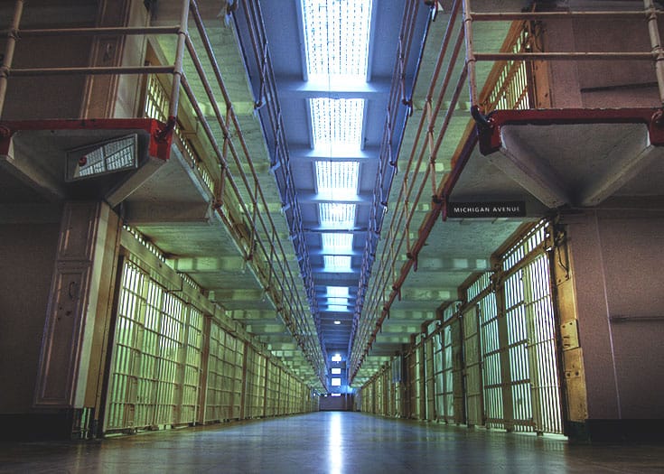 Prison hallway.