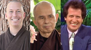 Brother Phap Hai, Thich Nhat Hanh, and Garry Shandling.