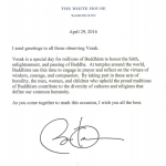 Update: Obamas, White House issue second salute to Vesak, or “Buddha Day”; Governor Jerry Brown also notes holiday and community