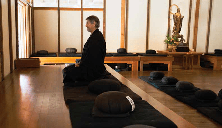 "What is it?": Sitting meditation in the Green Gulch Zendo.