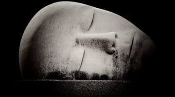 Sculpture of a face.