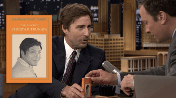 "The Pocket Chogyam Trungpa" overlaid on Jimmy Fallon talking with Luke Wilson.