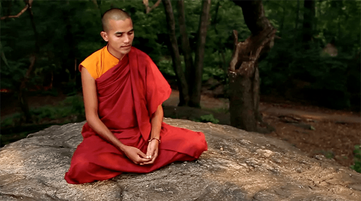 The Venerable Metteyya shown in practice in Dreyfus' "On Meditation."