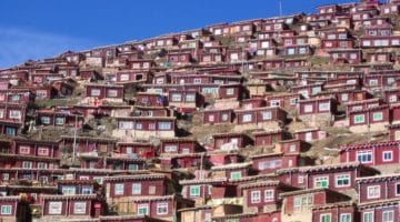 Monastic Residences Lining One of the Hillsides at Larung Gar.