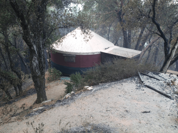 Sunyata, the meditation yurt, shown still standing at Sweetwater Sanctuary. Photo via sweetwatersanctuary.dharmata.org/.