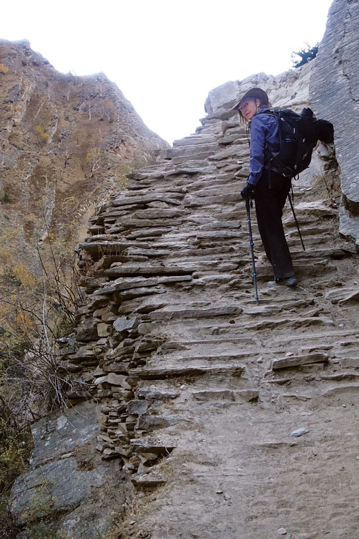 Rebecca Solnit hiking in Nepal.