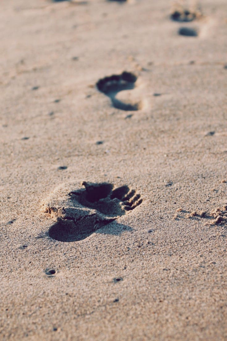 Footprint in sand.
