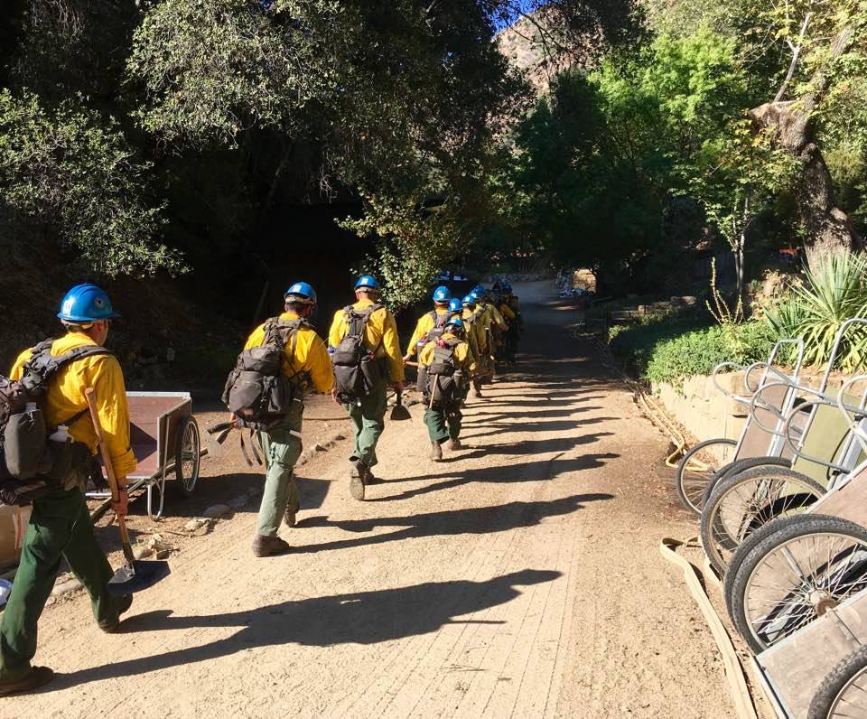 Firefighting crew members at Tassajara via Tassajara Zen Mountain Center on Facebook.