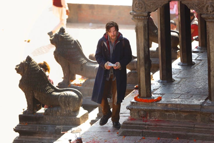 Cumberbatch with a beard on the set of Doctor Strange.