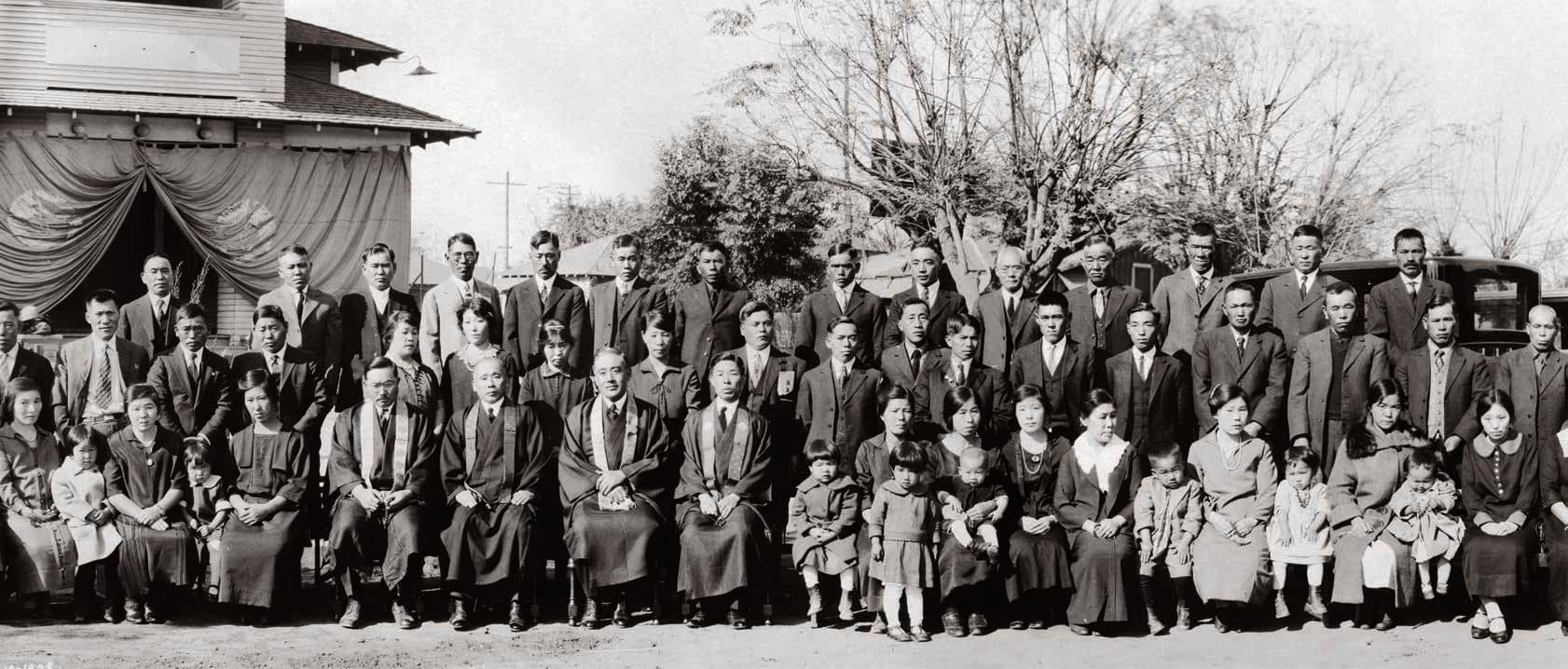 The congregation of Bakersfield Buddhist Church in Bakersfield, California, November 19, 1925. Photo courtesy the Japanese American National Museum (Buddhist Churches of America Archives, 99.201)