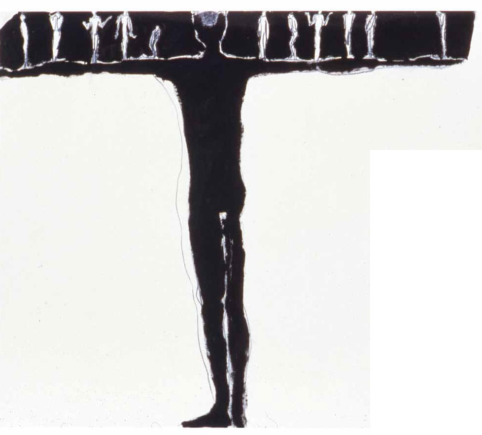 "Untitled" by Antony Gromely, 1983. Black pigment, linseed oil and charcoal on paper. 64.3cm x 90.2cm