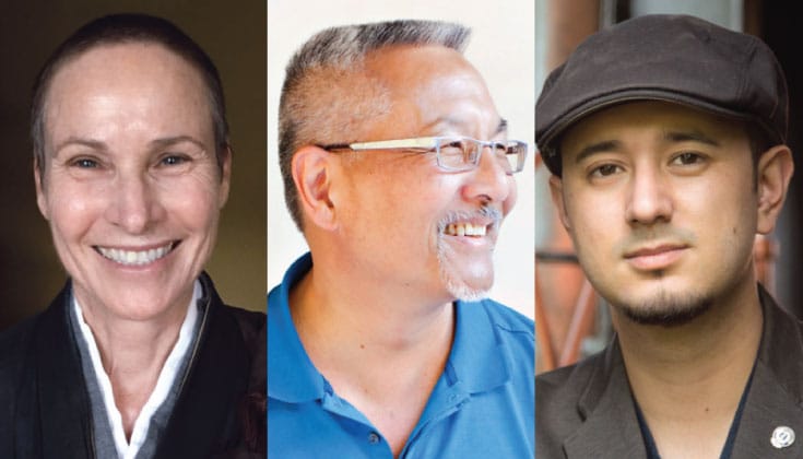 L-R: Setsuan Gaelyn Godwin (photo by Kishin Eric Arbiter), Larry Yang (photo by Kathleen Harrison), Dungse Jampal Norbu (photo by Michael Velasco)