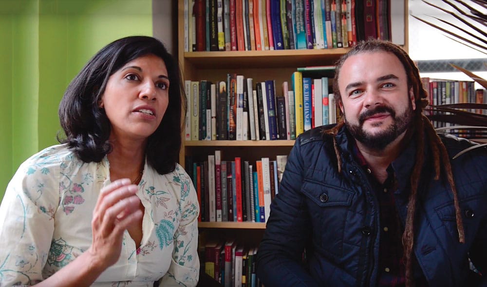 Taz Tagore and Adam Bucko founded the Reciprocity Foundation in New York City to show homeless and foster youth that a better life begins with self-awareness. Through their programs, many at-risk youth have gone on to earn college degrees. Photo from video by Alex Fradkin.