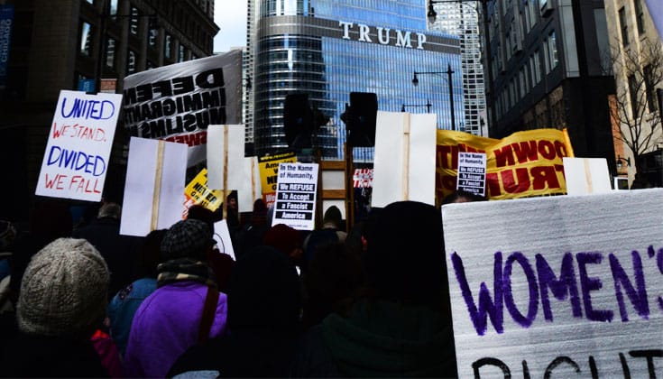 Protestors on their way to Trump tower in Chicago, IL on November 19, 2016. Photo by Ben Alexander.
