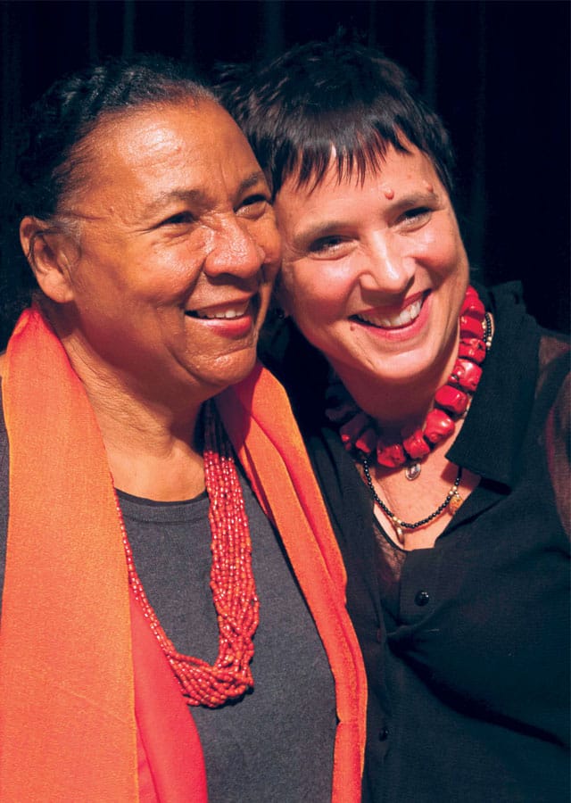 bell hooks (right) and Eve Ensler. Photo by javiersoriano.com.