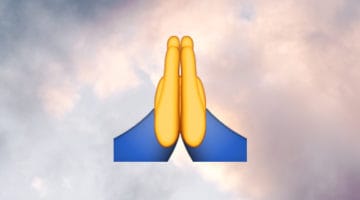 Prayer emoji in clouds.