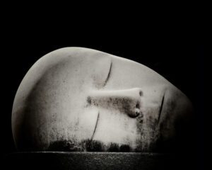 Sculpture of a face.