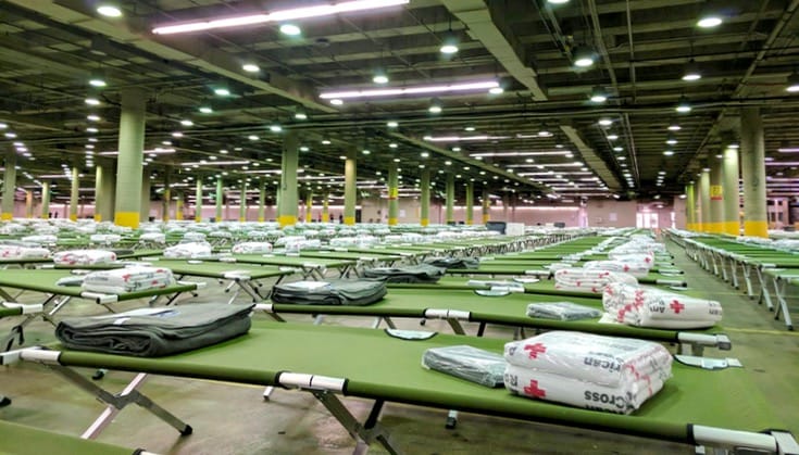 Beds in a Houston shelter.