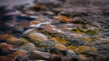 Water flowing over rocks.