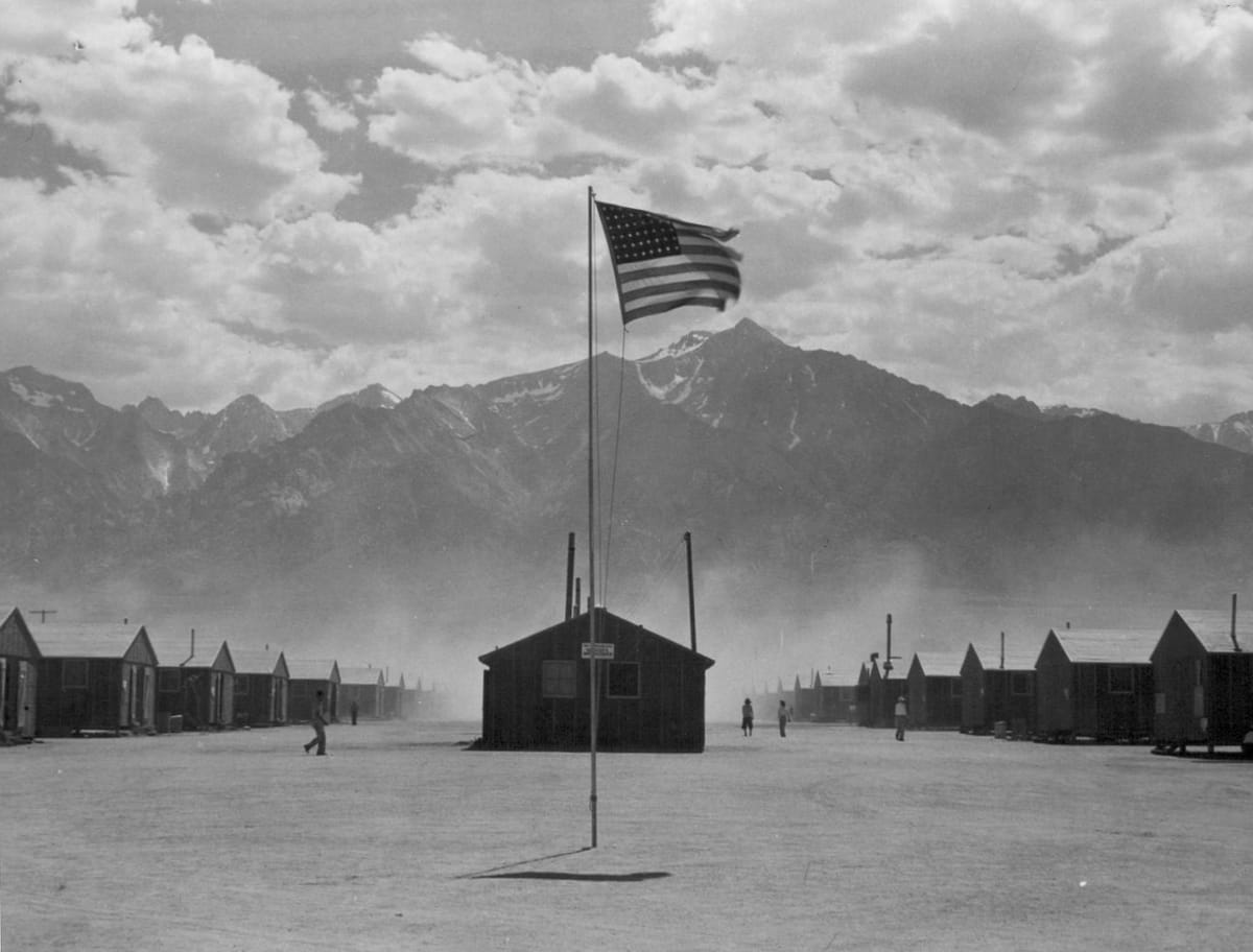 Flag at American concentration camp