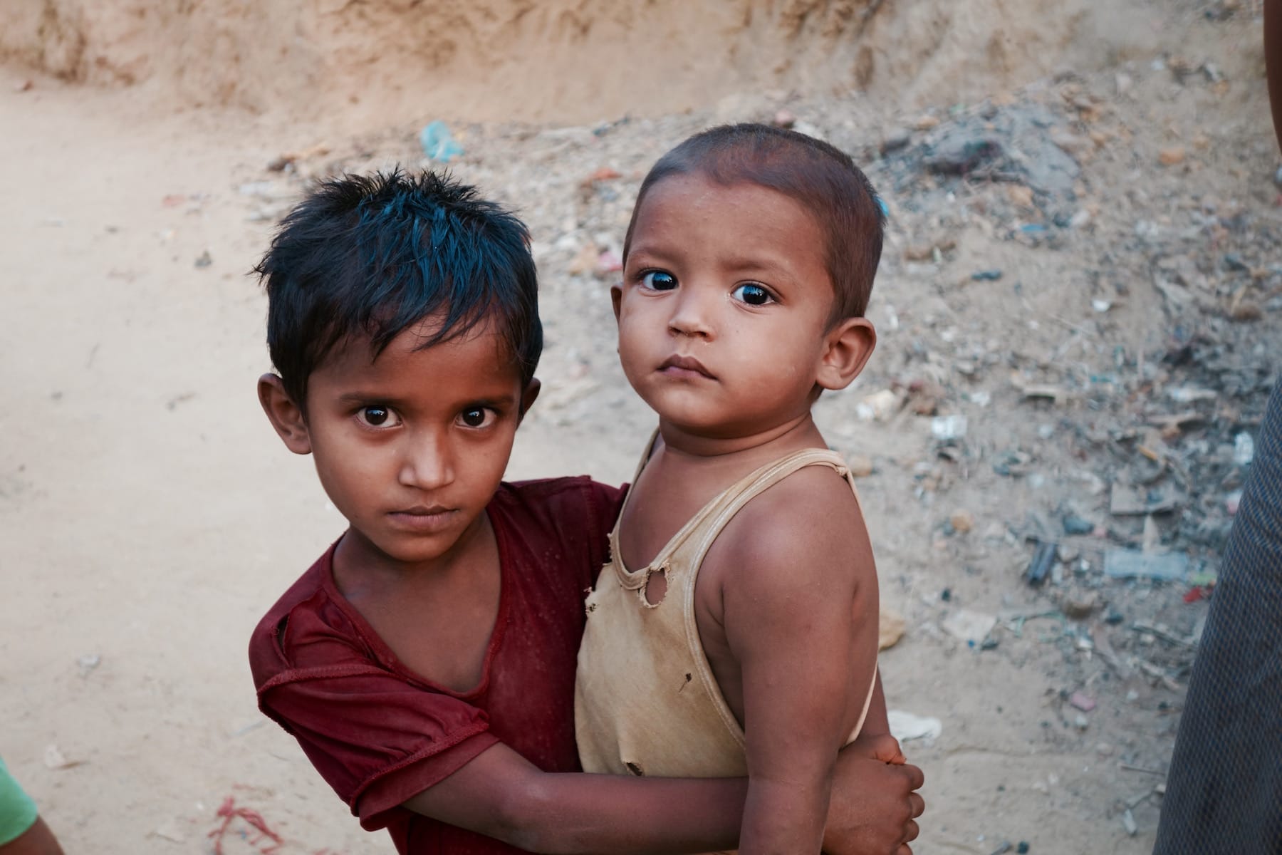 Rohingya children in a refugee camp.