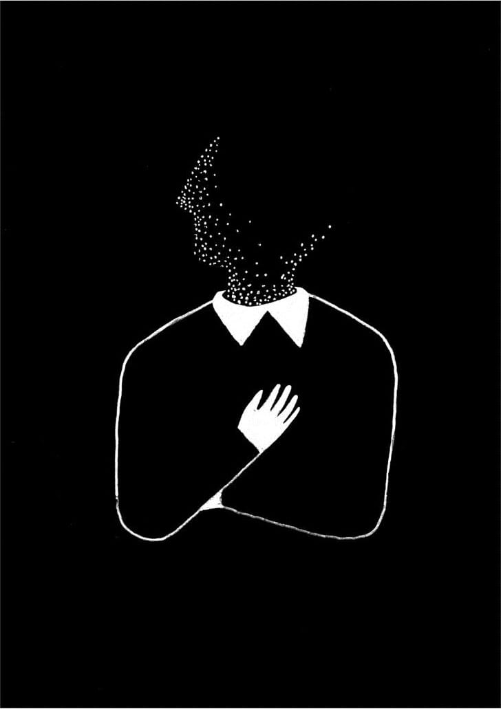 Drawing of a person holding their heart.