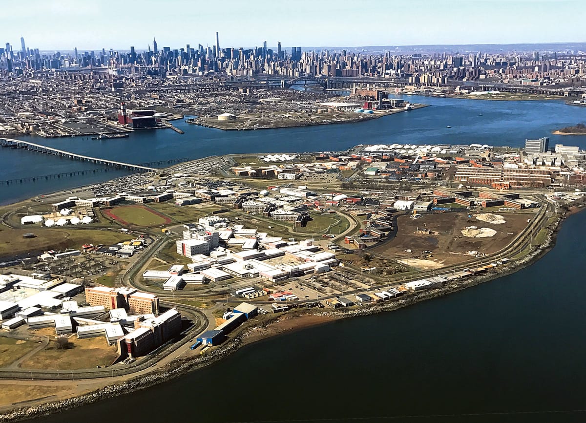 Aerial view of Rikers Island